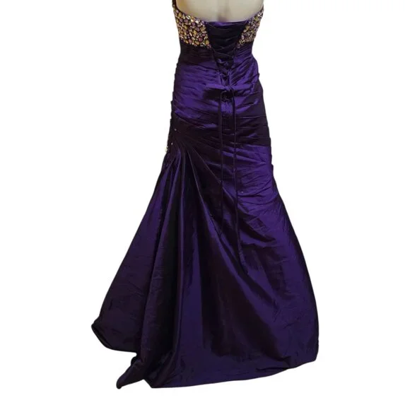 🏷️NWT  -  MORI LEE Dark Purple Strapless Prom Gown sz 8  -  NWT🏷️ - Picture 8 of 13